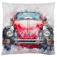 Red Car Old Car Art Abstract Large Flano Cushion Case (two Sides) by Celenk