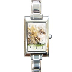 Bear Baby Sitting Art Abstract Rectangle Italian Charm Watch by Celenk