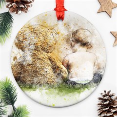 Bear Baby Sitting Art Abstract Ornament (round) by Celenk