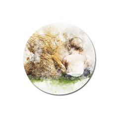 Bear Baby Sitting Art Abstract Magnet 3  (round) by Celenk