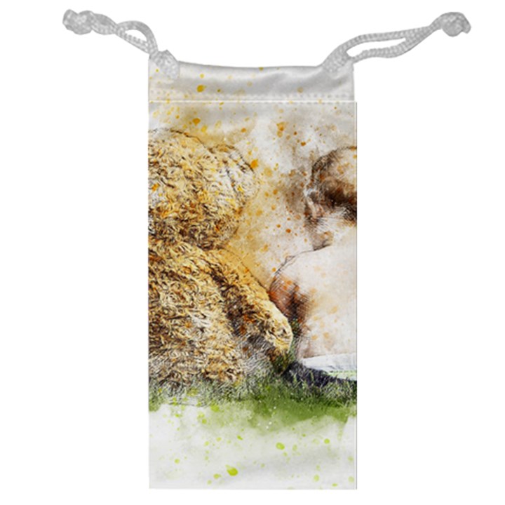 Bear Baby Sitting Art Abstract Jewelry Bag