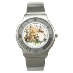 Bear Baby Sitting Art Abstract Stainless Steel Watch by Celenk