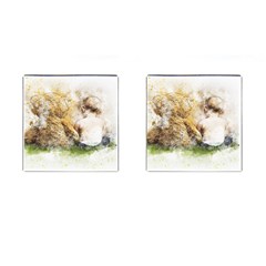 Bear Baby Sitting Art Abstract Cufflinks (square) by Celenk