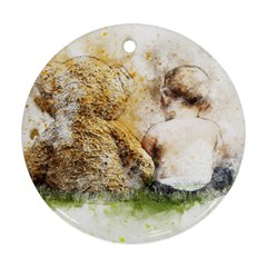 Bear Baby Sitting Art Abstract Round Ornament (two Sides) by Celenk