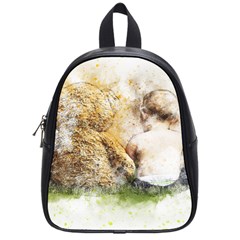 Bear Baby Sitting Art Abstract School Bag (small) by Celenk