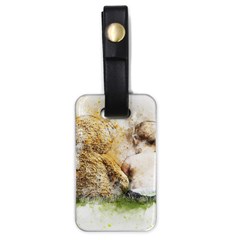 Bear Baby Sitting Art Abstract Luggage Tags (one Side)  by Celenk