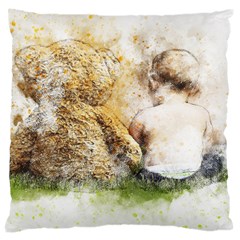 Bear Baby Sitting Art Abstract Large Cushion Case (two Sides) by Celenk