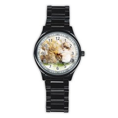 Bear Baby Sitting Art Abstract Stainless Steel Round Watch by Celenk