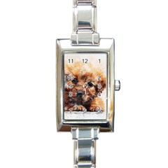 Dog Puppy Animal Art Abstract Rectangle Italian Charm Watch by Celenk