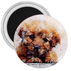 Dog Puppy Animal Art Abstract 3  Magnets by Celenk