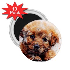 Dog Puppy Animal Art Abstract 2 25  Magnets (10 Pack)  by Celenk