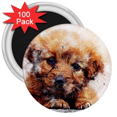 Dog Puppy Animal Art Abstract 3  Magnets (100 Pack) by Celenk