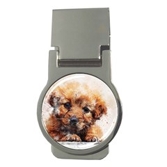 Dog Puppy Animal Art Abstract Money Clips (round)  by Celenk