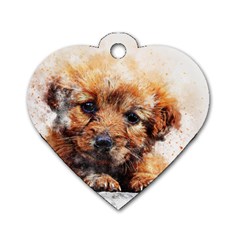 Dog Puppy Animal Art Abstract Dog Tag Heart (one Side)