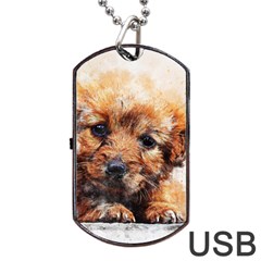 Dog Puppy Animal Art Abstract Dog Tag Usb Flash (one Side) by Celenk