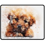 Dog Puppy Animal Art Abstract Double Sided Fleece Blanket (Medium)  58.8 x47.4  Blanket Back