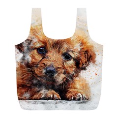 Dog Puppy Animal Art Abstract Full Print Recycle Bags (l)  by Celenk