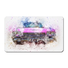 Pink Car Old Art Abstract Magnet (rectangular) by Celenk