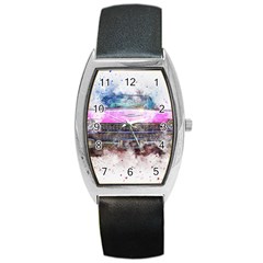 Pink Car Old Art Abstract Barrel Style Metal Watch by Celenk