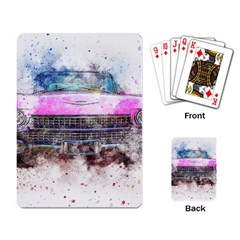 Pink Car Old Art Abstract Playing Card by Celenk