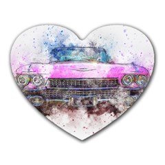 Pink Car Old Art Abstract Heart Mousepads by Celenk