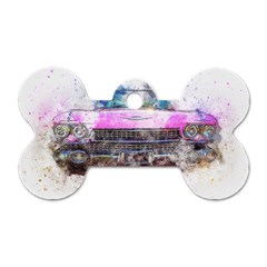 Pink Car Old Art Abstract Dog Tag Bone (two Sides) by Celenk