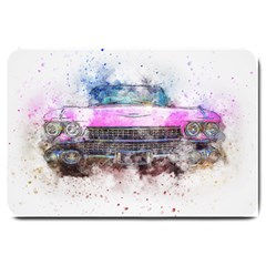 Pink Car Old Art Abstract Large Doormat  by Celenk