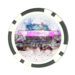 Pink Car Old Art Abstract Poker Chip Card Guard by Celenk