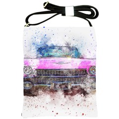 Pink Car Old Art Abstract Shoulder Sling Bags by Celenk