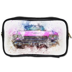 Pink Car Old Art Abstract Toiletries Bags by Celenk