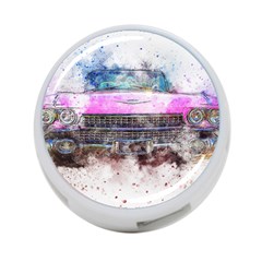 Pink Car Old Art Abstract 4-port Usb Hub (one Side) by Celenk