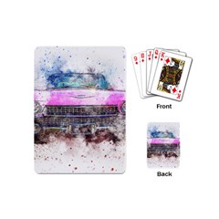 Pink Car Old Art Abstract Playing Cards (mini)  by Celenk