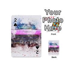 Pink Car Old Art Abstract Playing Cards 54 (mini)  by Celenk