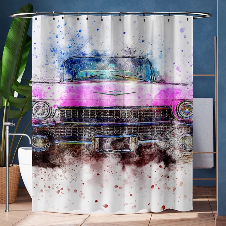 Pink Car Old Art Abstract Shower Curtain 60  x 72  (Medium) 