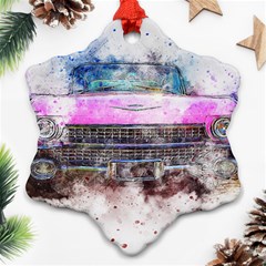 Pink Car Old Art Abstract Ornament (snowflake) by Celenk