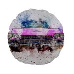 Pink Car Old Art Abstract Standard 15  Premium Flano Round Cushions Front