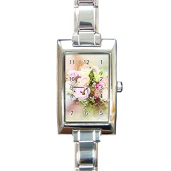 Flowers Bouquet Art Abstract Rectangle Italian Charm Watch by Celenk