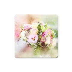 Flowers Bouquet Art Abstract Square Magnet by Celenk