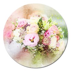 Flowers Bouquet Art Abstract Magnet 5  (round) by Celenk