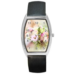 Flowers Bouquet Art Abstract Barrel Style Metal Watch by Celenk