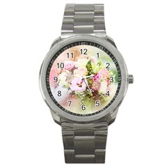 Flowers Bouquet Art Abstract Sport Metal Watch by Celenk