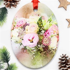 Flowers Bouquet Art Abstract Oval Ornament (two Sides)