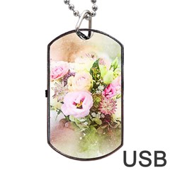 Flowers Bouquet Art Abstract Dog Tag Usb Flash (two Sides) by Celenk