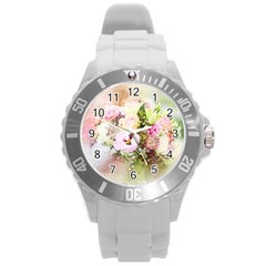 Flowers Bouquet Art Abstract Round Plastic Sport Watch (l) by Celenk