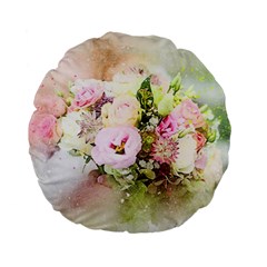 Flowers Bouquet Art Abstract Standard 15  Premium Flano Round Cushions by Celenk