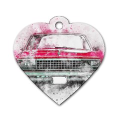 Car Old Car Art Abstract Dog Tag Heart (one Side)