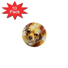 Dog Animal Art Abstract Watercolor 1  Mini Buttons (10 Pack)  by Celenk