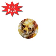 Dog Animal Art Abstract Watercolor 1  Mini Buttons (100 Pack)  by Celenk