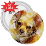 Dog Animal Art Abstract Watercolor 3  Buttons (10 pack)  Front