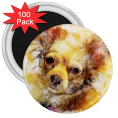 Dog Animal Art Abstract Watercolor 3  Magnets (100 Pack) by Celenk